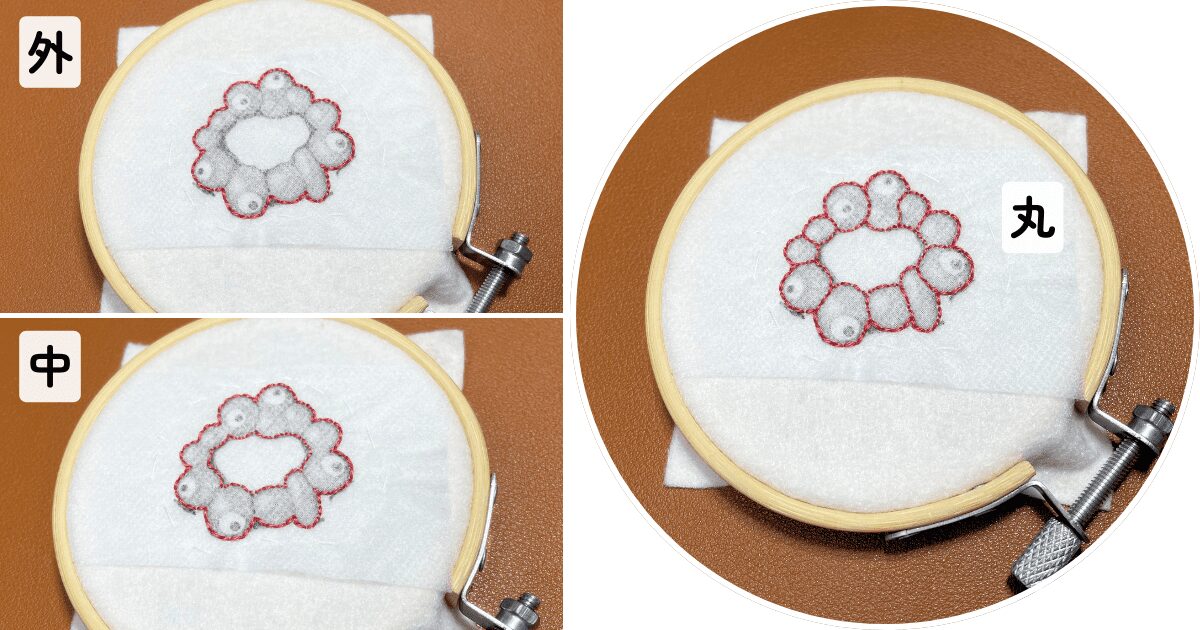 「ミャクミャク輪っか」の刺繍をしてみた