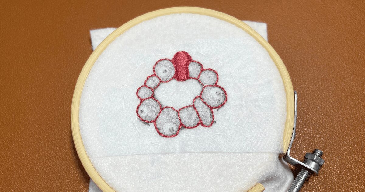 「ミャクミャク輪っか」の刺繍をしてみた