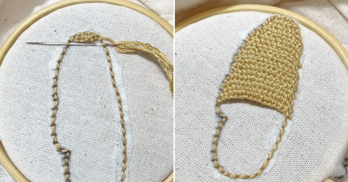 【パンの立体刺繍】刺繍の様子