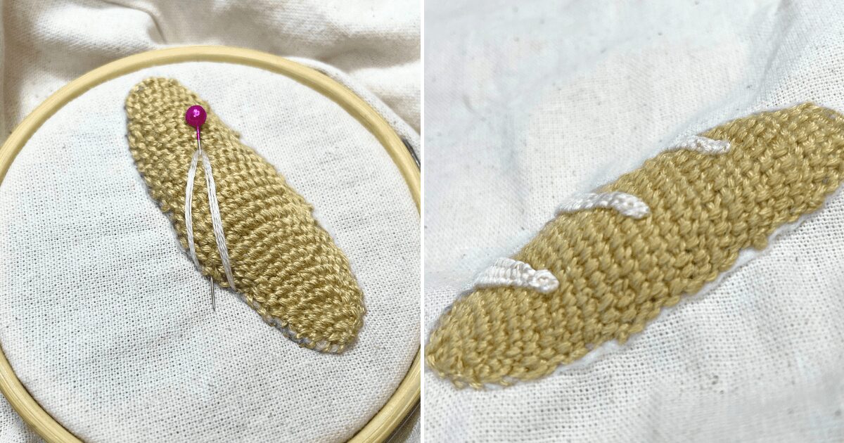 【パンの立体刺繍】刺繍の様子