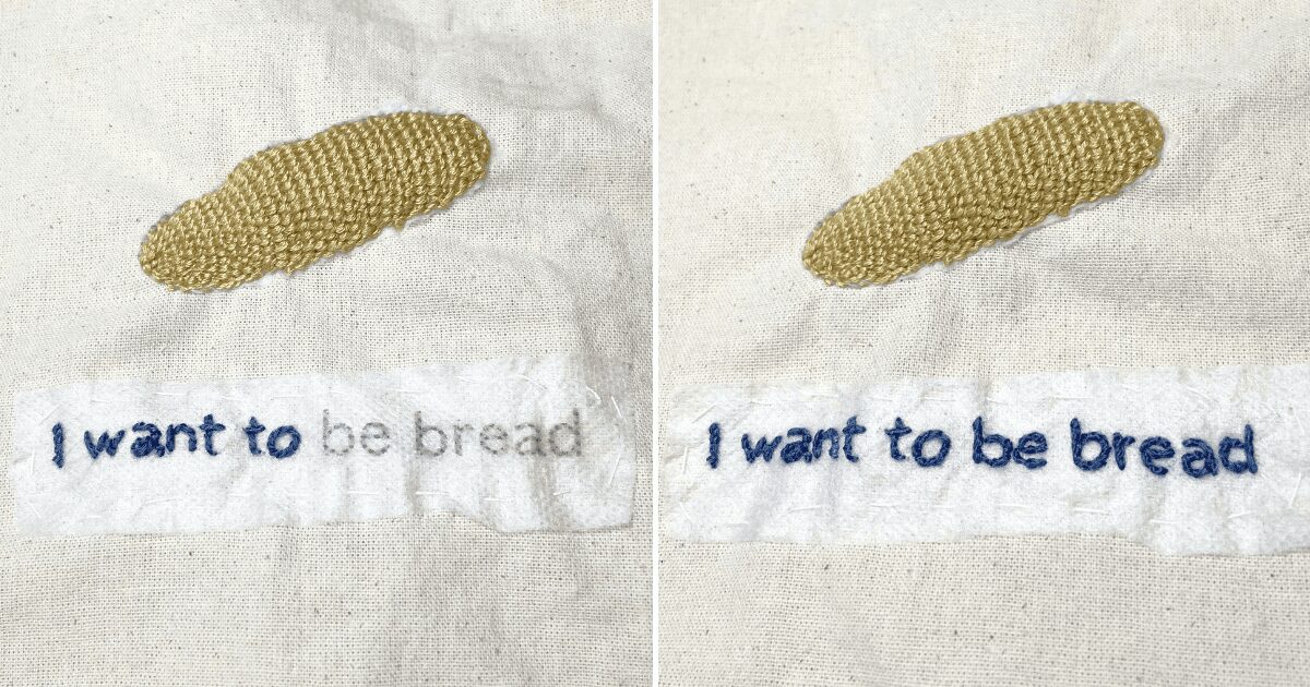 【パンの立体刺繍】刺繍の様子