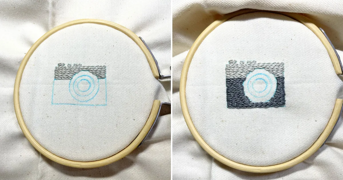 カメラ刺繍の様子