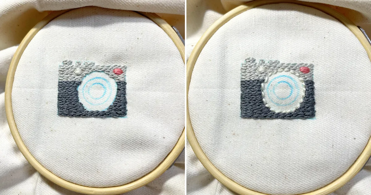 カメラ刺繍の様子